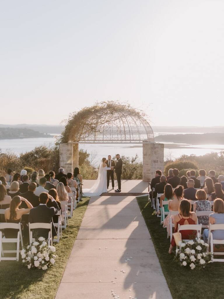 We loved everything about Gabriella and Austin’s celebration, starting with their chic invitation suite that asked, ‘Meet us in Austin?’.