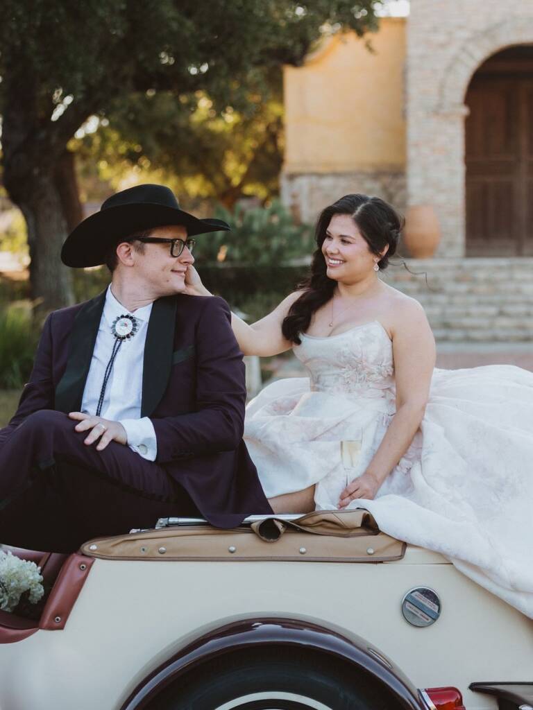 Jennifer and Ben incorporated so much charm into their wedding day. From a cowboy hat and bolo to a vintage
